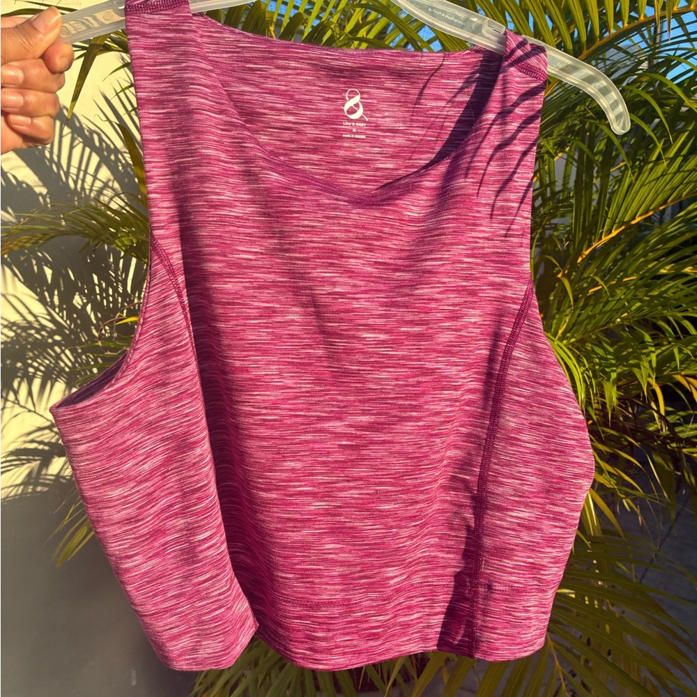 Lou & Grey Pink High Neck Crop Tank Workout Top XL Athleisure